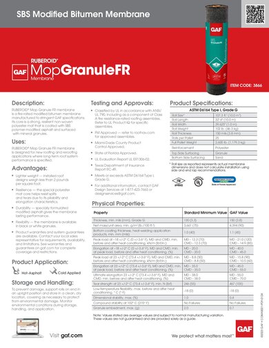 Ruberoid® Mop Granule FR SBS Modified Bitumen Membrane Item Code: 3866