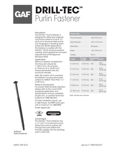 Drill-Tec™ Purlin Fastener