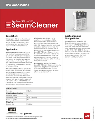 EverGuard TPO Low VOC Seam Cleaner Data Sheet - COMEG991