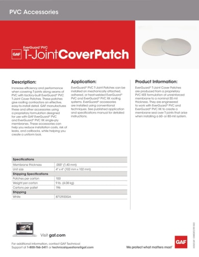EverGuard® PVC T-Joint Cover Patch - 468