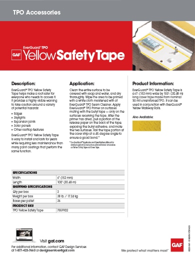 EverGuard® TPO Yellow Safety Tape - COMEG841