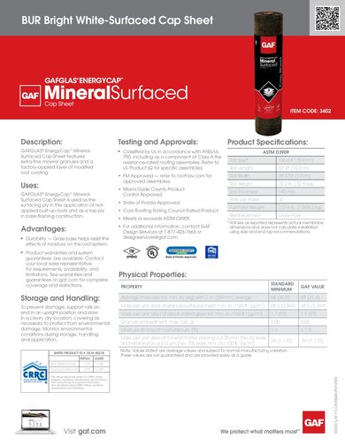 GAFGLAS® EnergyCap™ Mineral Surfaced Cap Sheet - COMAS046