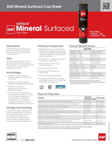 GAFGLAS® Mineral Surfaced Cap Sheet - COMAS045