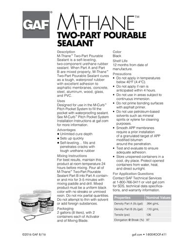 M-Thane™ Two-Part Pourable Sealant