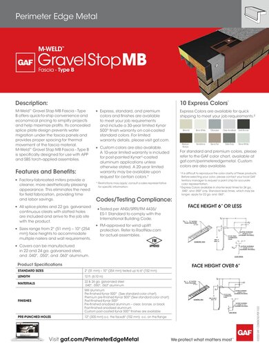 M-Weld™ Gravel Stop MB Fascia - Type B - COMGN743