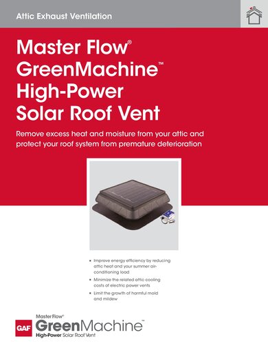 Master Flow® GreenMachine™ High-Power Solar Roof Vent - RESMF163