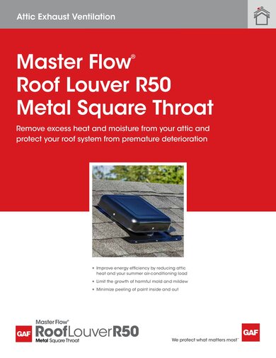 Master Flow® Roof Louver R50 Metal Square Throat - RESMF188