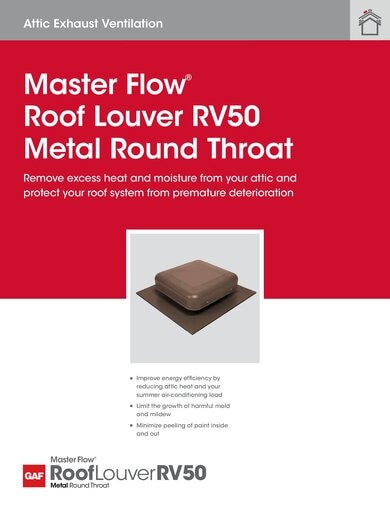 Master Flow® Roof Louver RV50 Metal Round Throat - 105