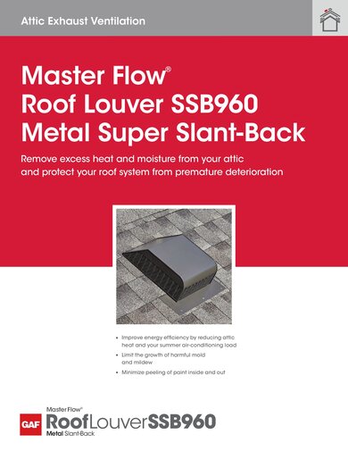Master Flow® Roof Louver SSB960 Metal Super Slant-Back - RESMF173