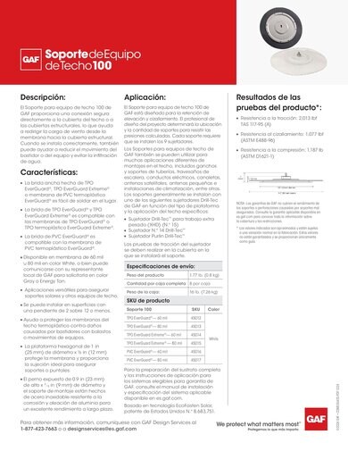 Rooftop Equipment Mount 100 TDS SPANISH - COMEG540S