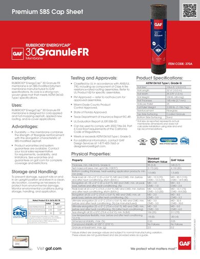 RUBEROID® Energycap™ 30 Granule FR Membrane
