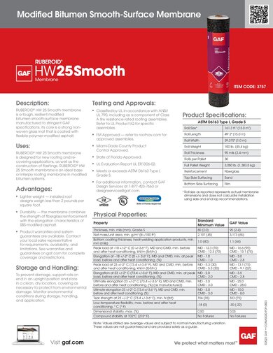 RUBEROID® HW 25 Smooth Membrane