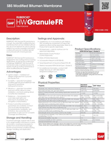 RUBEROID® HW Granule FR Membrane