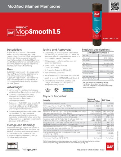 RUBEROID® MOP Smooth 1.5 Membrane
