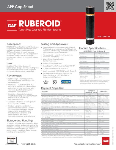 RUBEROID® Torch Plus Granule FR Membrane - COMAS011