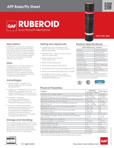 RUBEROID® Torch Smooth Membrane - COMAS014