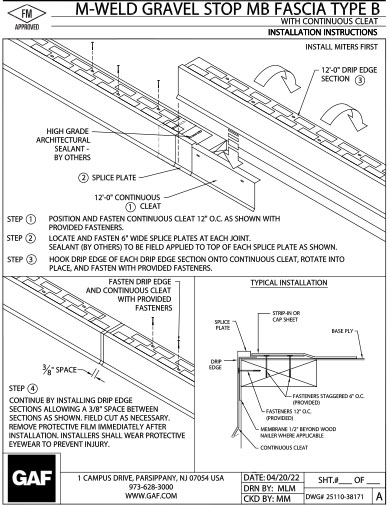 Installation Instructions - Weld® Gravel Stop MB Fascia - Type B