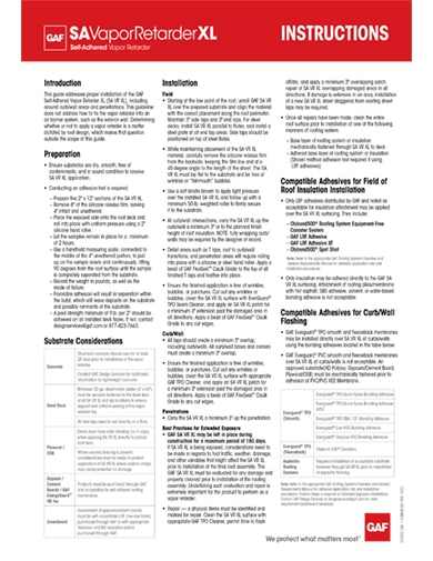 SA Vapor Retarder XL Installation Instructions - COMGN381
