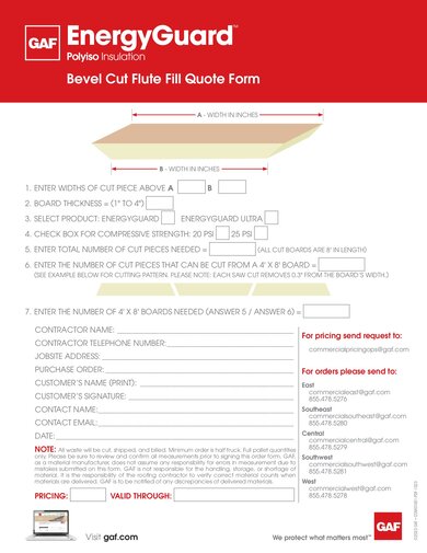 EnergyGuard Bevel Cut Flute Fill Request Form