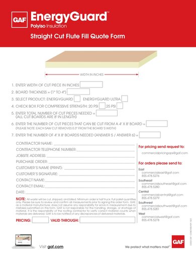 EnergyGuard Straight Cut Flute Fill Request Form